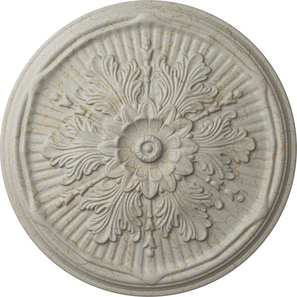 Ekena Millwork Luton Ceiling Medallion (Fits Canopies up to 3 1/2"), Hand-Painted Pot of Cream Crackle, 21"OD x 2"P CM21LUPCC - main